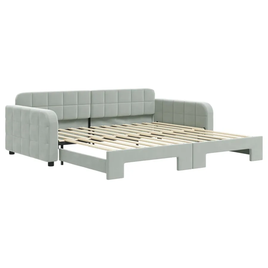 Lit de jour avec gigogne sans matelas gris clair 100x200 cm - 2