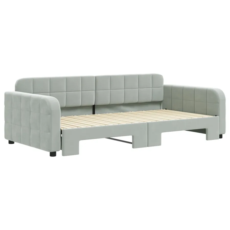 Lit de jour avec gigogne sans matelas gris clair 100x200 cm - 3
