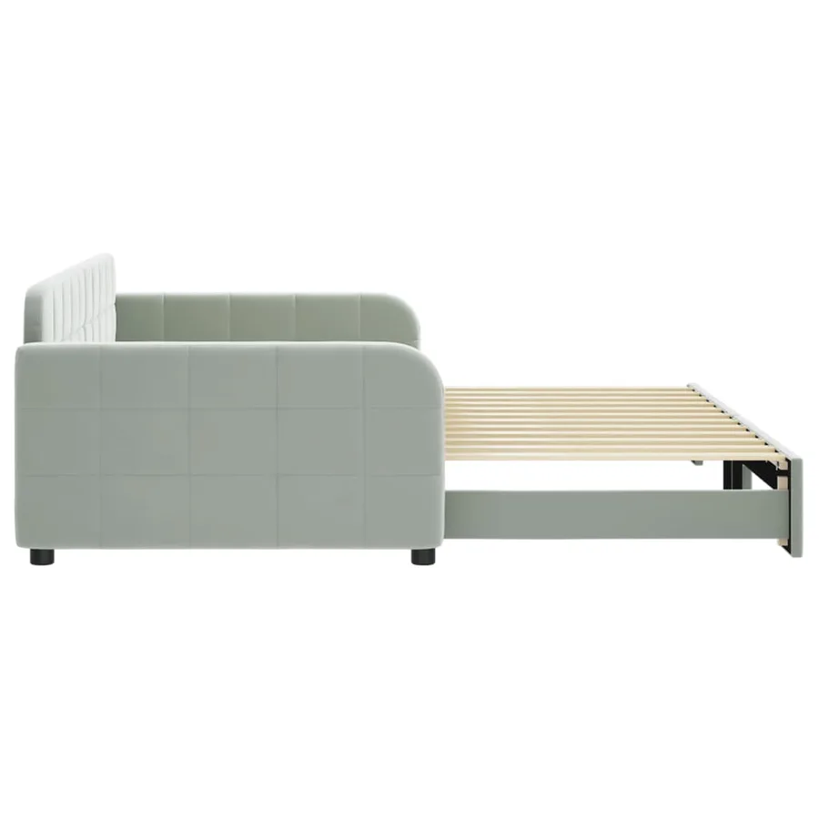 Lit de jour avec gigogne sans matelas gris clair 100x200 cm - 4
