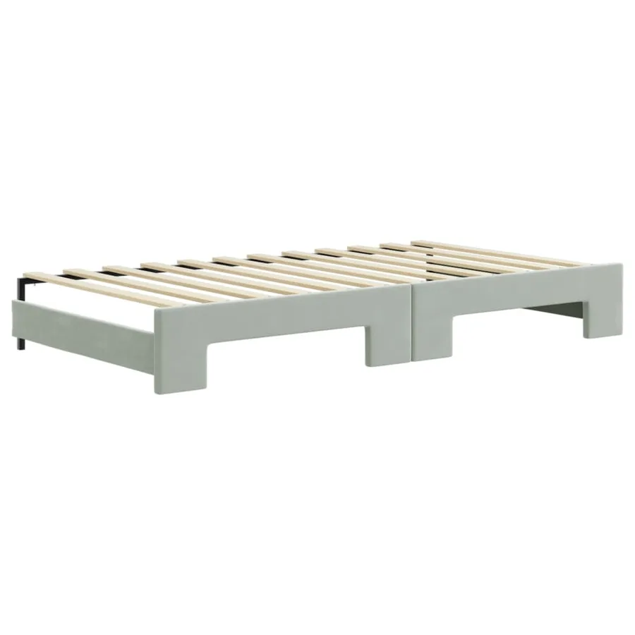 Lit de jour avec gigogne sans matelas gris clair 100x200 cm - 8