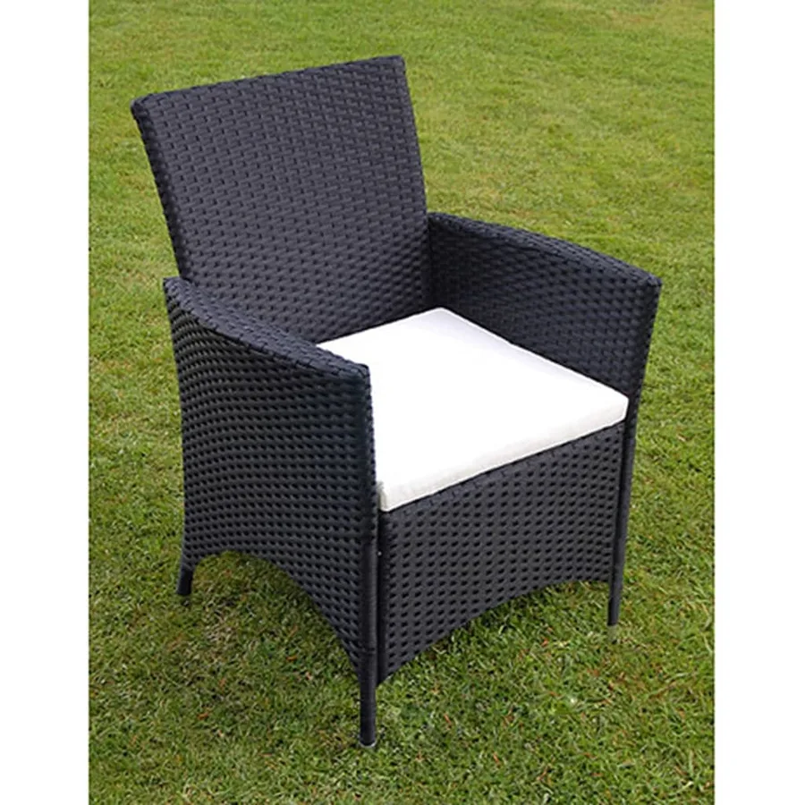Ensemble à manger d'extérieur 9pcs coussins résine tressée noir - 6