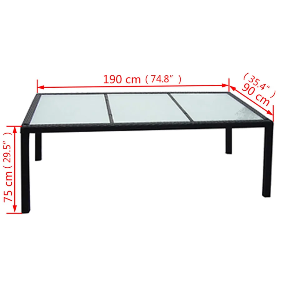Ensemble à manger d'extérieur 9pcs coussins résine tressée noir - 7