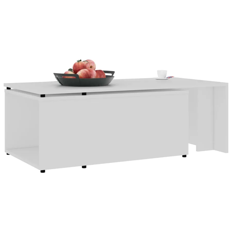 Table basse Blanc 150x50x35 cm Bois d'ingénierie - 4