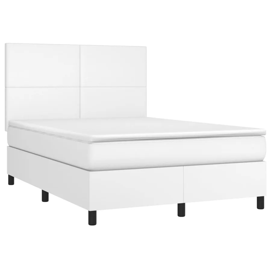 Sommier à lattes de lit avec matelas et LED Blanc 140x190 cm - 3
