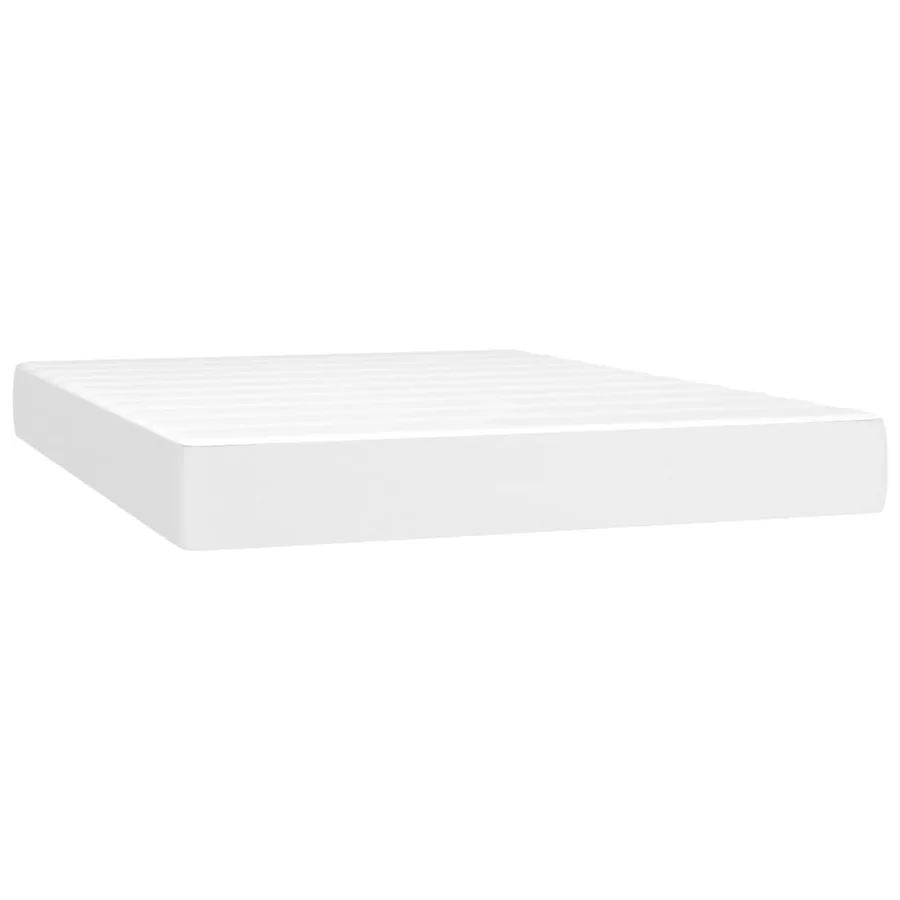 Sommier à lattes de lit avec matelas et LED Blanc 140x190 cm - 6