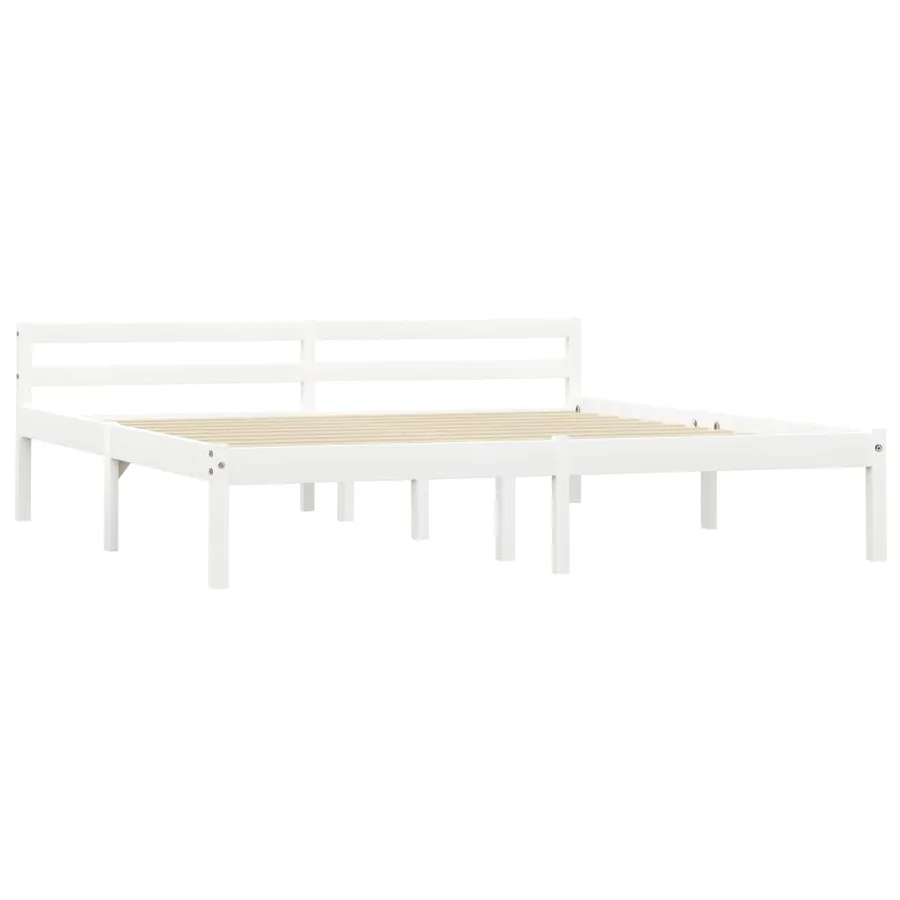Cadre de lit sans matelas blanc bois de pin massif 160x200 cm - 2