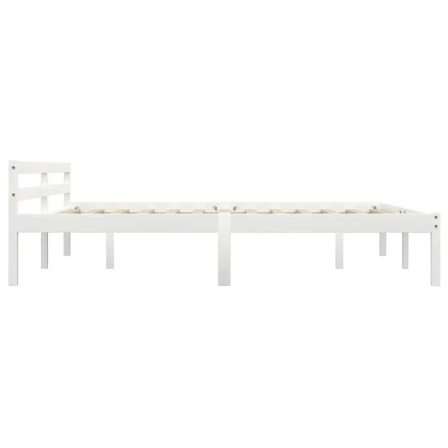 Cadre de lit sans matelas blanc bois de pin massif 160x200 cm - 4