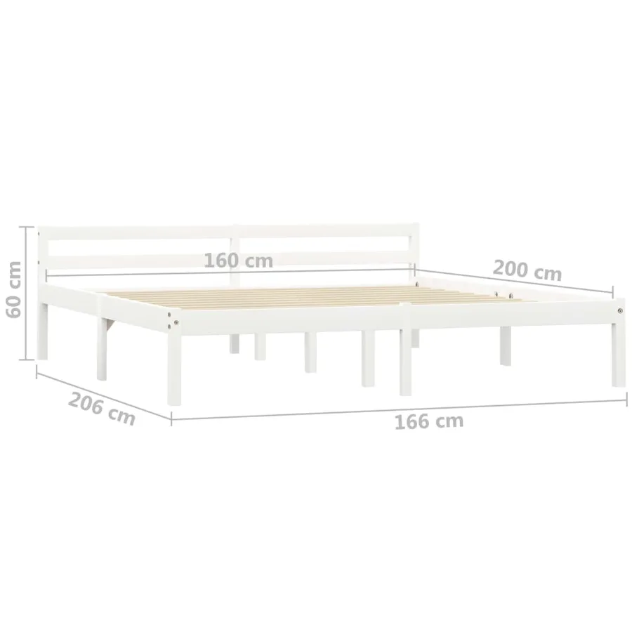 Cadre de lit sans matelas blanc bois de pin massif 160x200 cm - 7