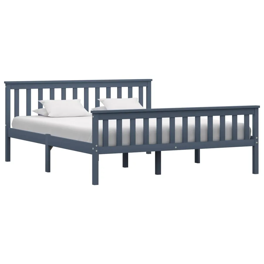 Cadre de lit sans matelas gris bois massif de pin 160x200 cm