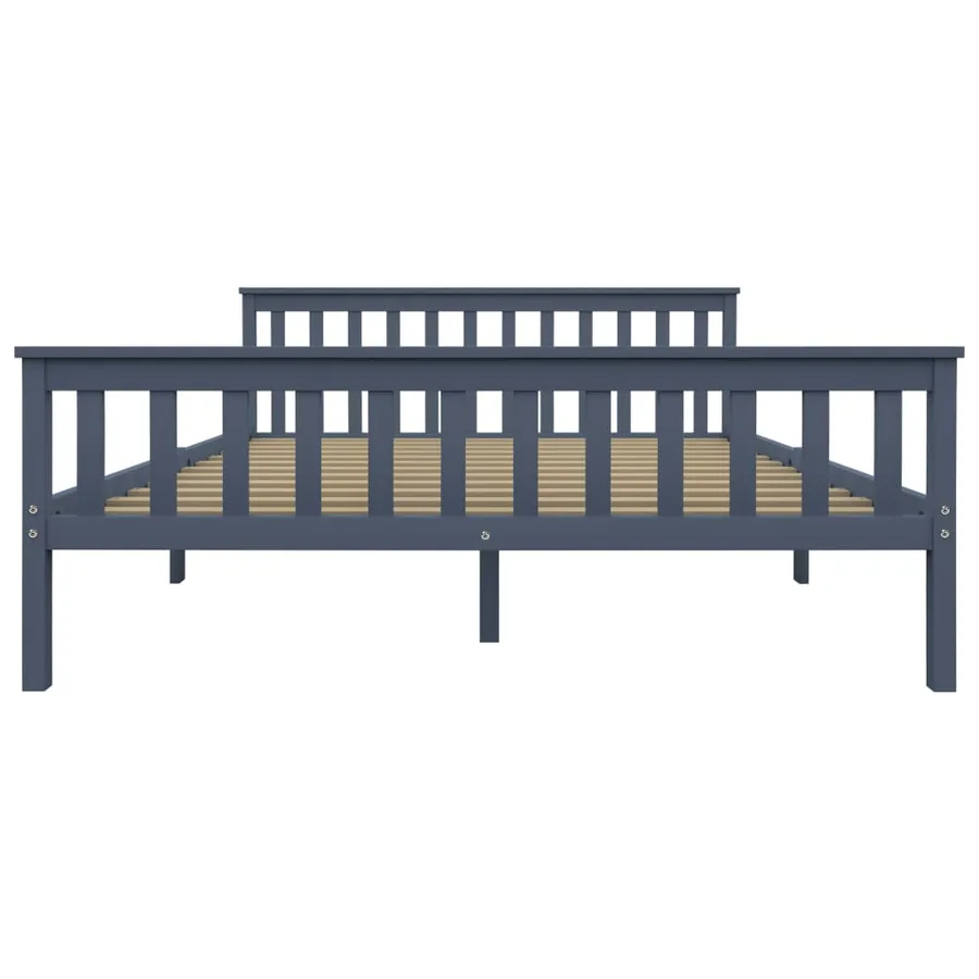 Cadre de lit sans matelas gris bois massif de pin 160x200 cm - 3