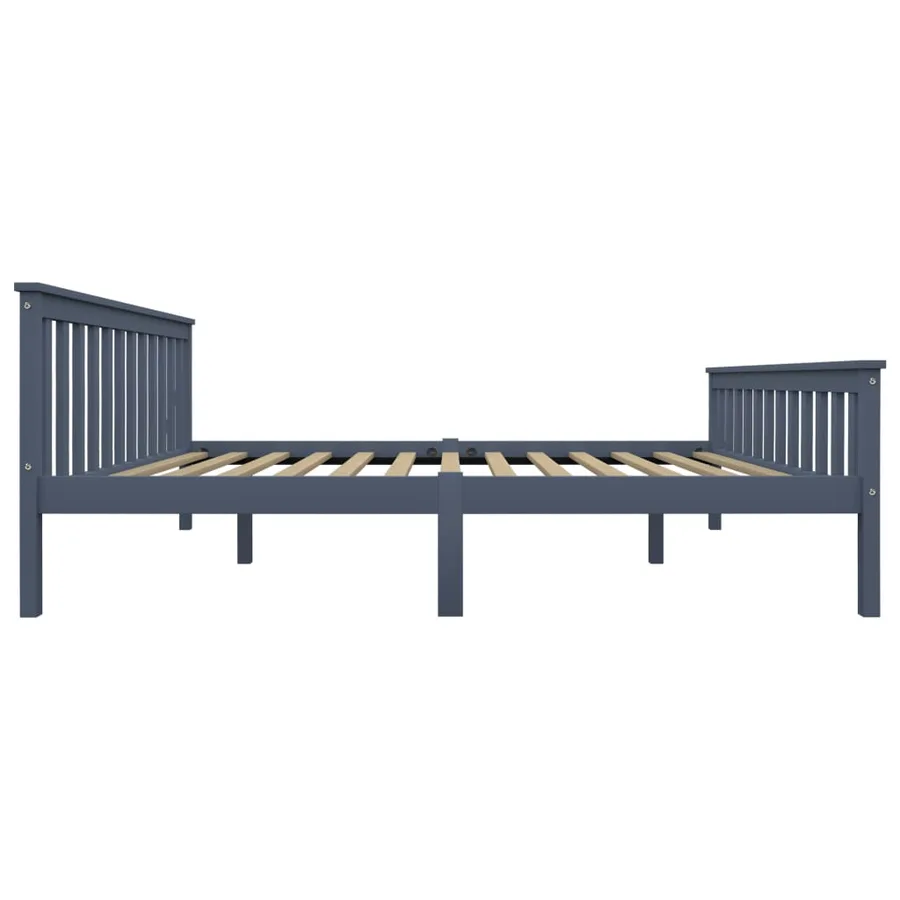 Cadre de lit sans matelas gris bois massif de pin 160x200 cm - 4