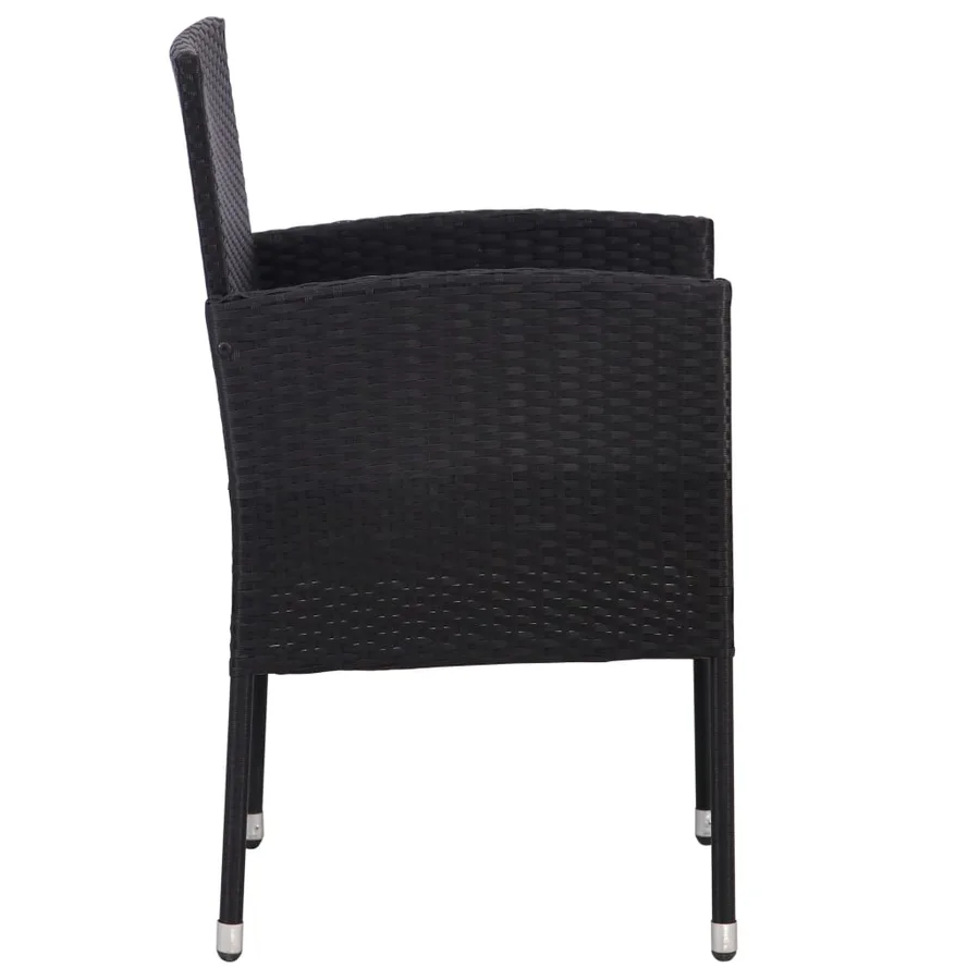 Chaises de jardin coussins blanc crème 2pcs noir résine tressée - 4