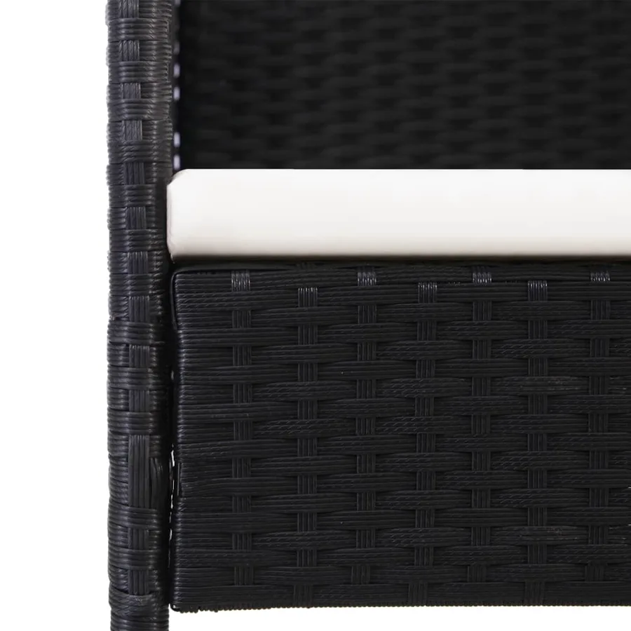 Chaises de jardin coussins blanc crème 2pcs noir résine tressée - 6