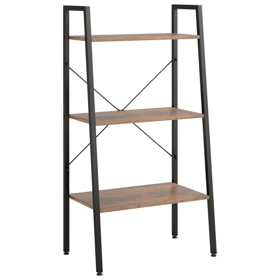 Étagère sur pied 3 niveaux Marron foncé et noir 56x35x108 cm - 2