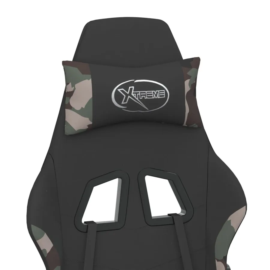 Chaise de jeu de massage repose-pied Noir et camouflage Tissu - 7