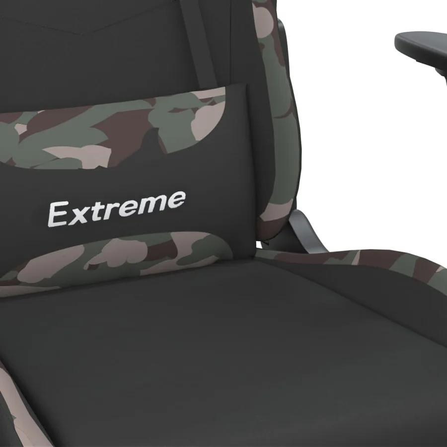 Chaise de jeu de massage repose-pied Noir et camouflage Tissu - 9
