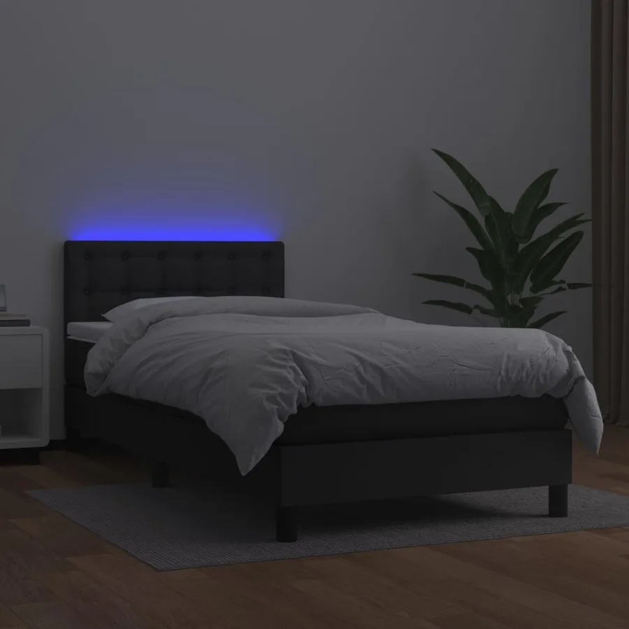Sommier à lattes de lit avec matelas et LED Noir 100x200cm - 4