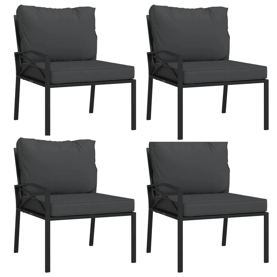 Salon de jardin 11 pcs avec coussins gris acier - 4