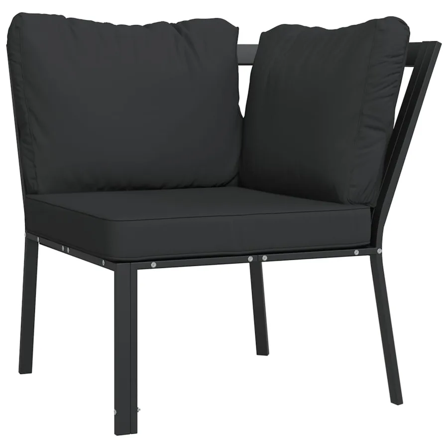 Salon de jardin 11 pcs avec coussins gris acier - 8