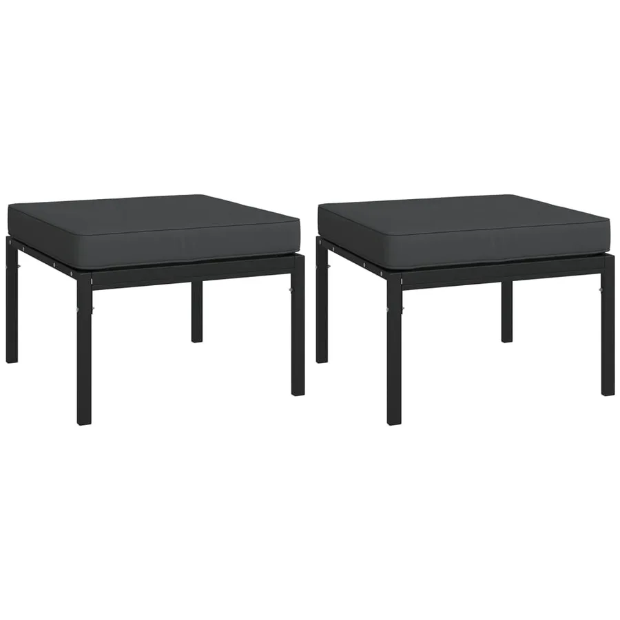 Salon de jardin 11 pcs avec coussins gris acier - 9
