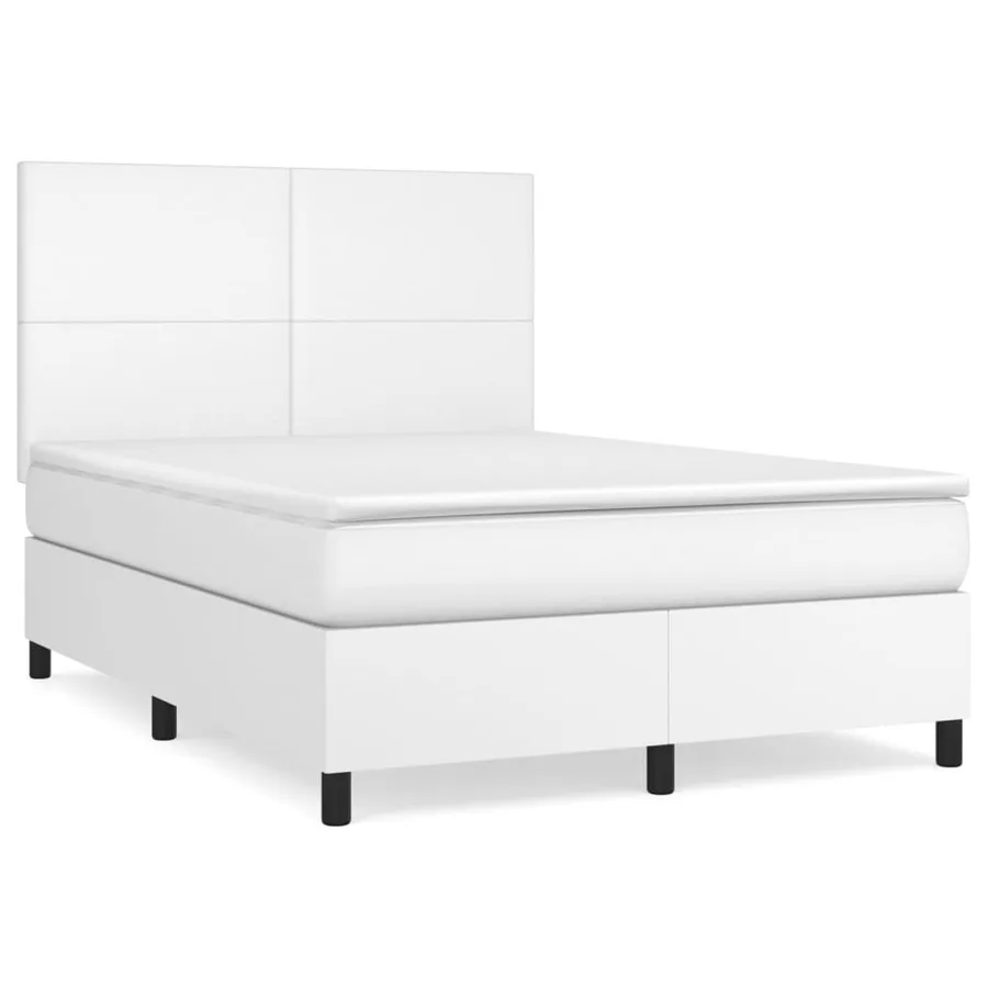 Sommier à lattes de lit avec matelas Blanc 140x190cm Similicuir - 2
