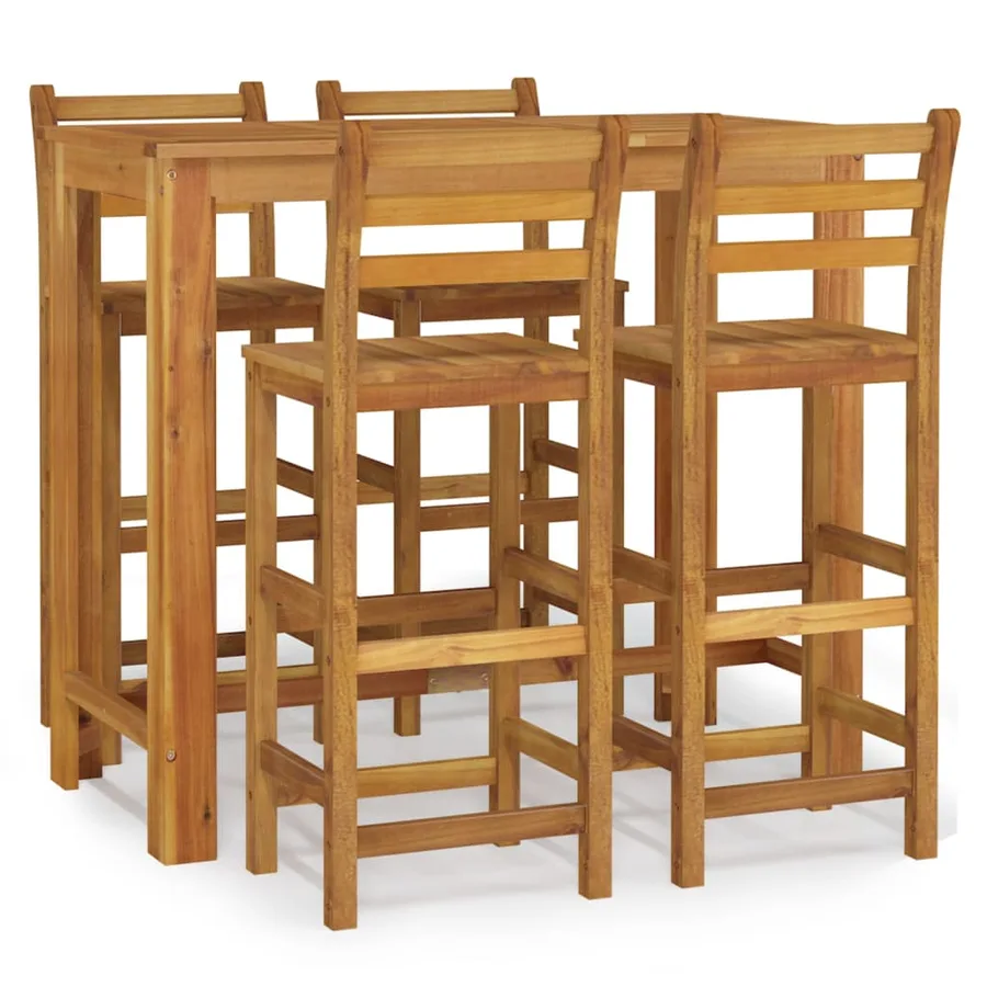 Ensemble de bar de jardin 5 pcs bois d'acacia solide - 2
