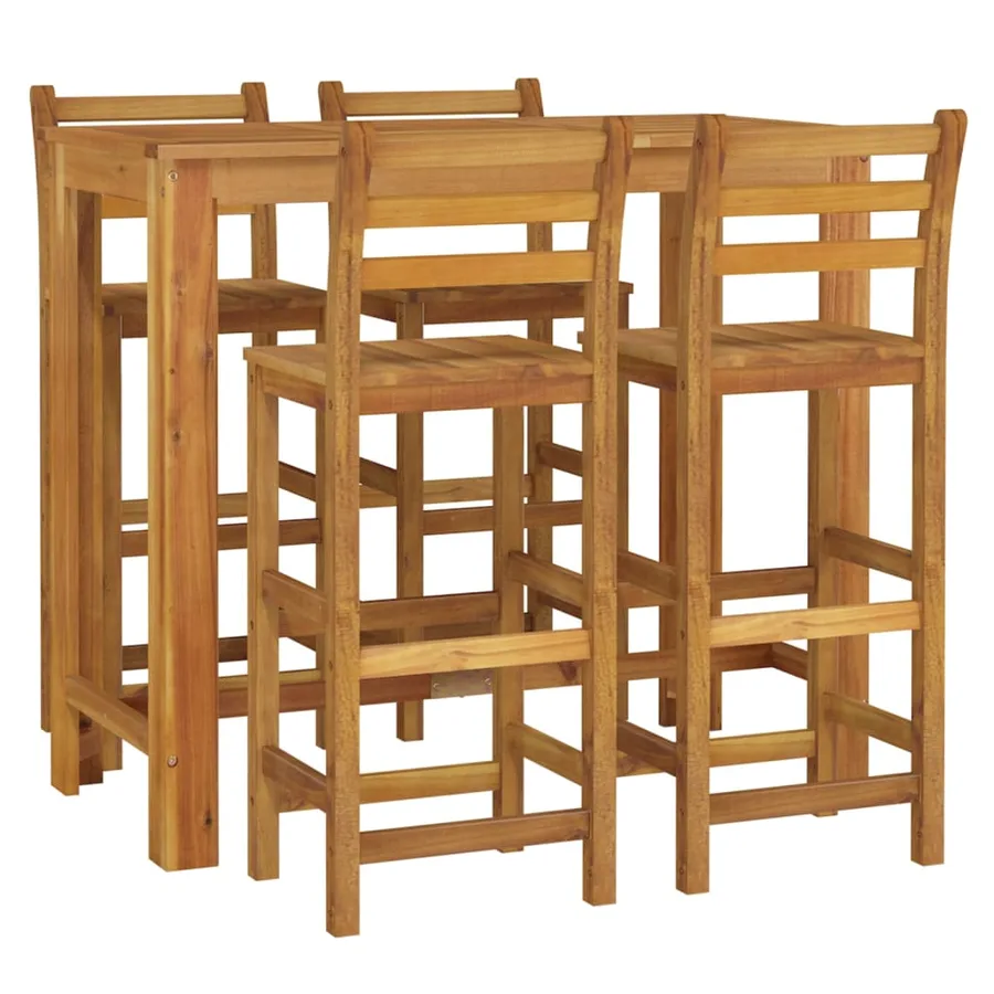 Ensemble de bar de jardin 5 pcs bois d'acacia solide - 3