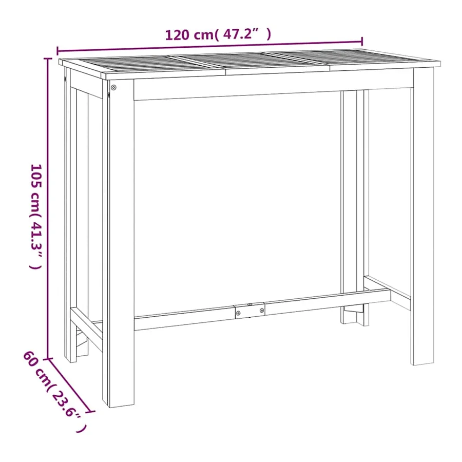 Ensemble de bar de jardin 5 pcs bois d'acacia solide - 9