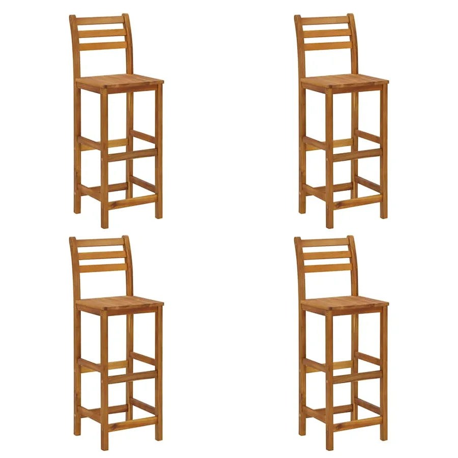 Tabourets de bar lot de 4 bois d'acacia solide - 2