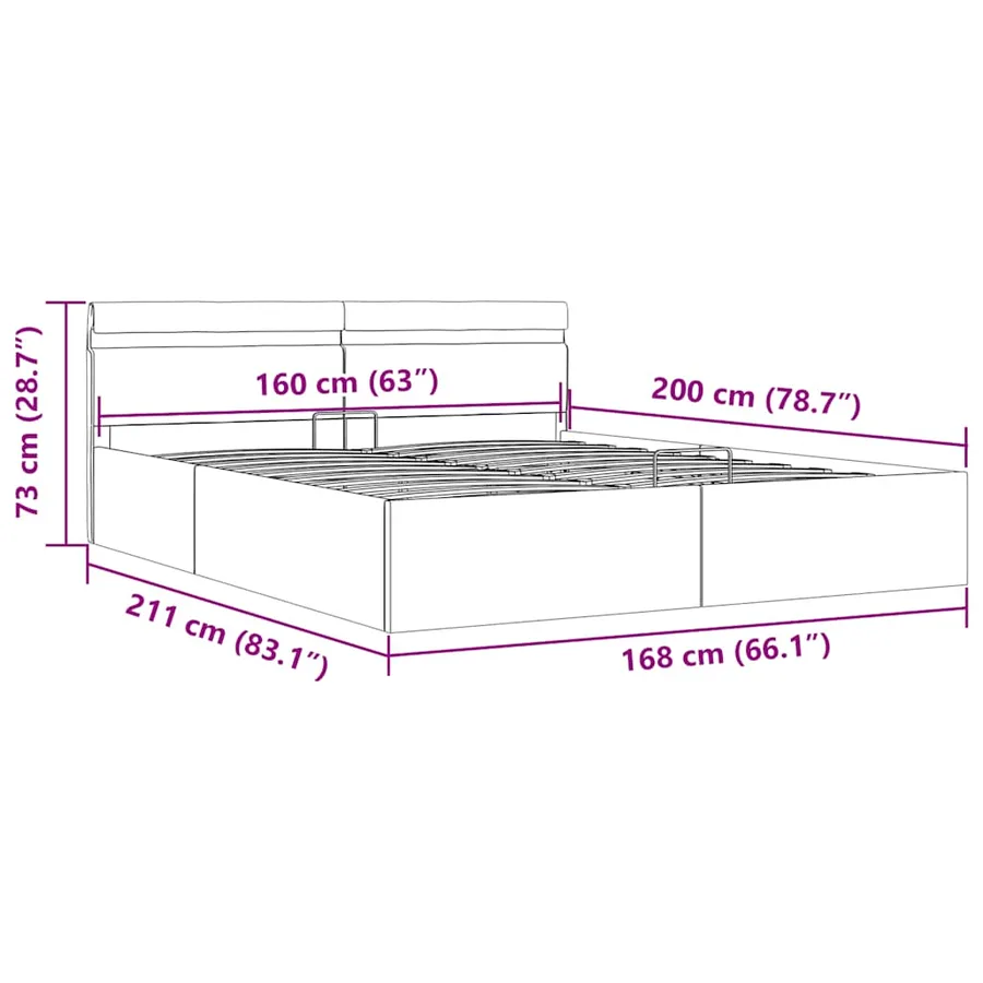 Cadre de lit à rangement hydraulique et LED 160x200 cm - 13