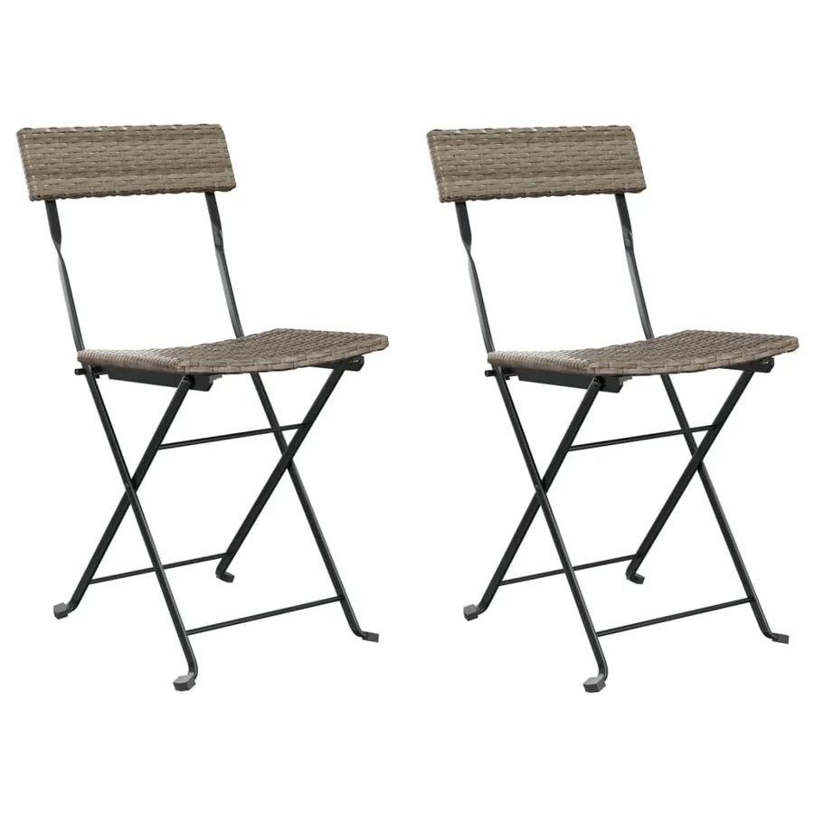 Chaises de bistrot pliantes lot de 2 Gris Résine tressée acier - 2