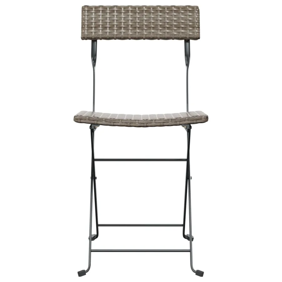 Chaises de bistrot pliantes lot de 2 Gris Résine tressée acier - 4