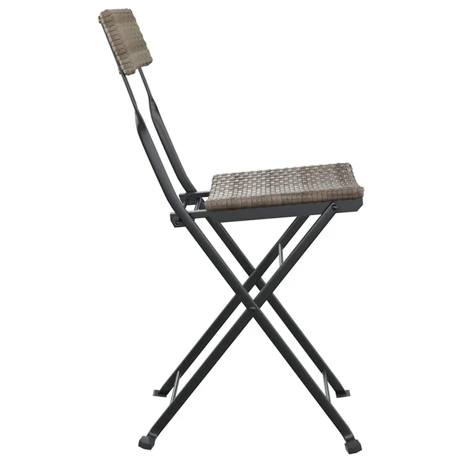 Chaises de bistrot pliantes lot de 2 Gris Résine tressée acier - 5