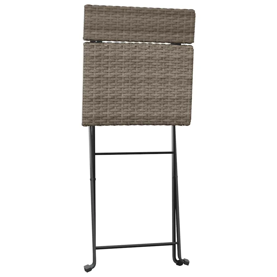 Chaises de bistrot pliantes lot de 2 Gris Résine tressée acier - 7