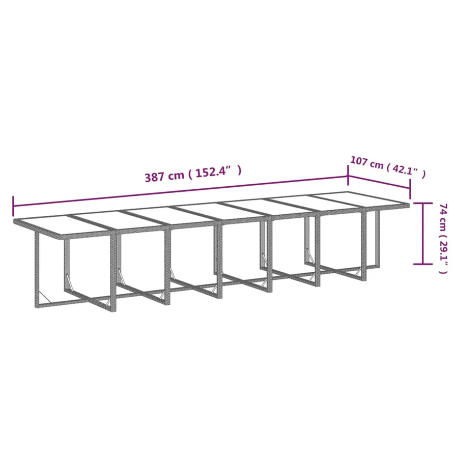Ensemble à manger de jardin coussins 19 pcs Résine tressée - 10