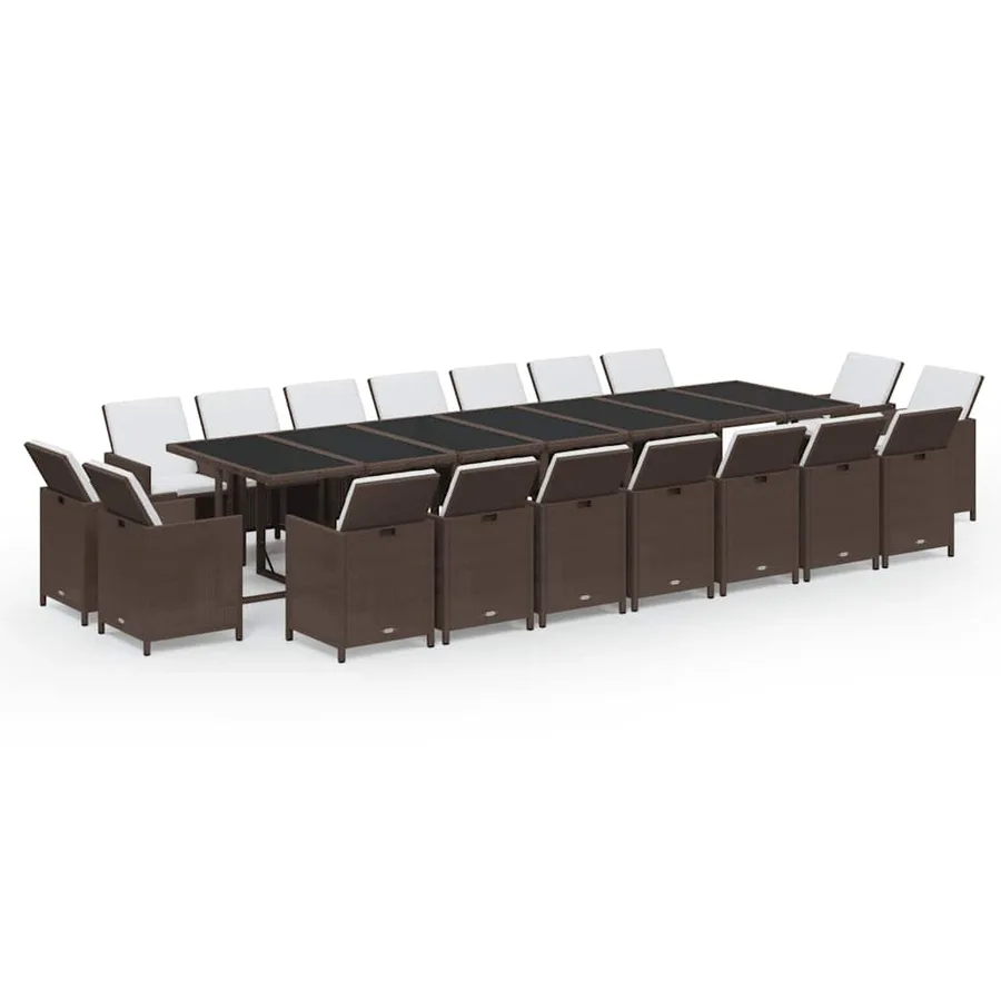 Ensemble à manger de jardin coussins 19 pcs Résine tressée - 2