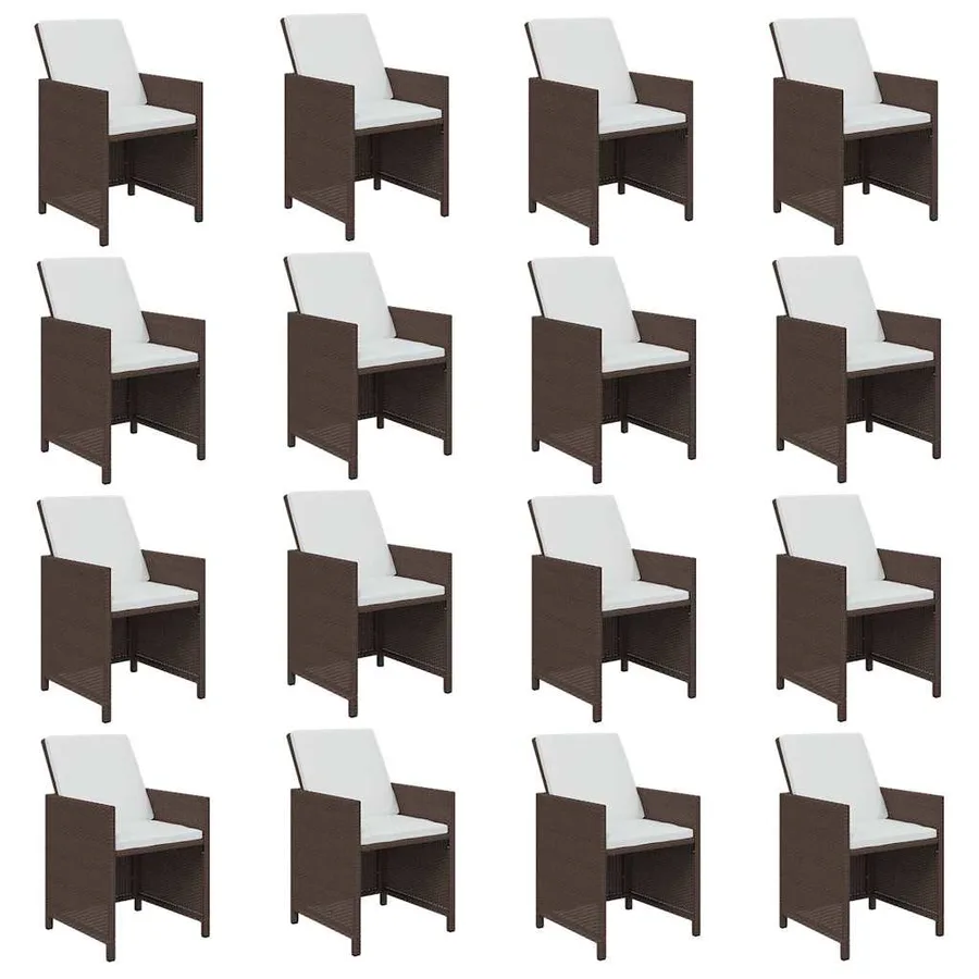 Ensemble à manger de jardin et coussins 17 pcs marron rotin - 4