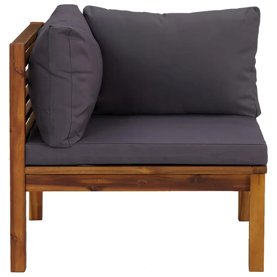 Canapés d'angle 2 pcs avec coussins gris foncé Bois d'acacia - 5
