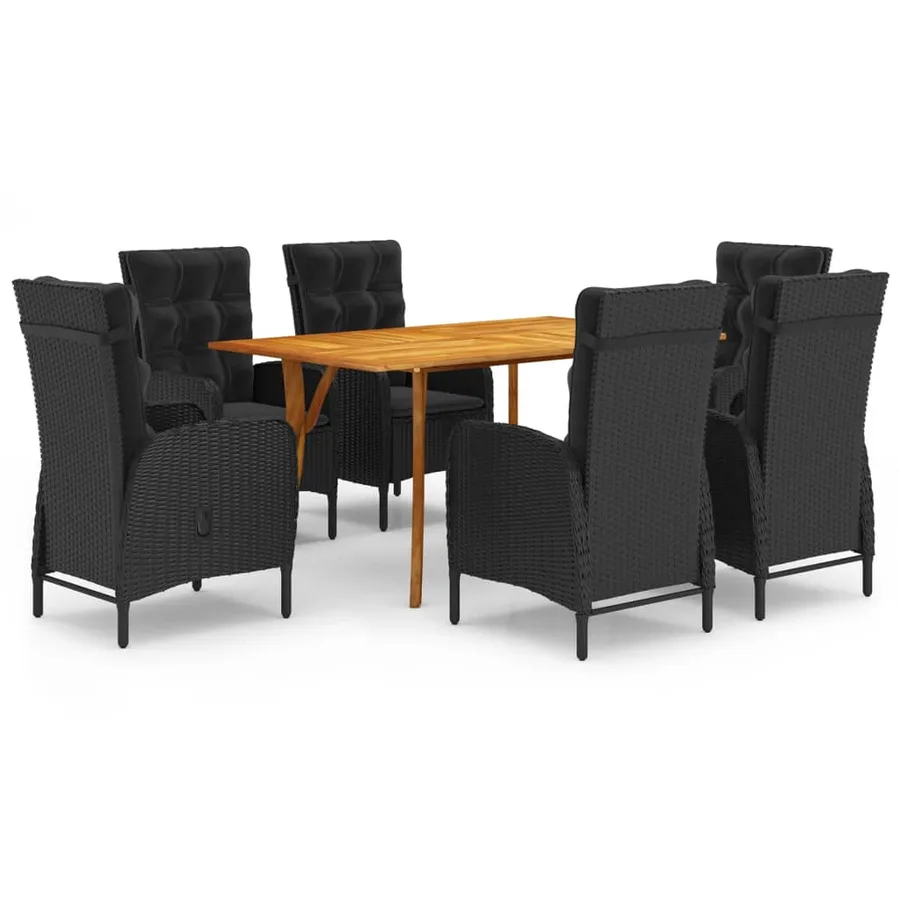 Ensemble à manger de jardin 7 pcs Noir - 2