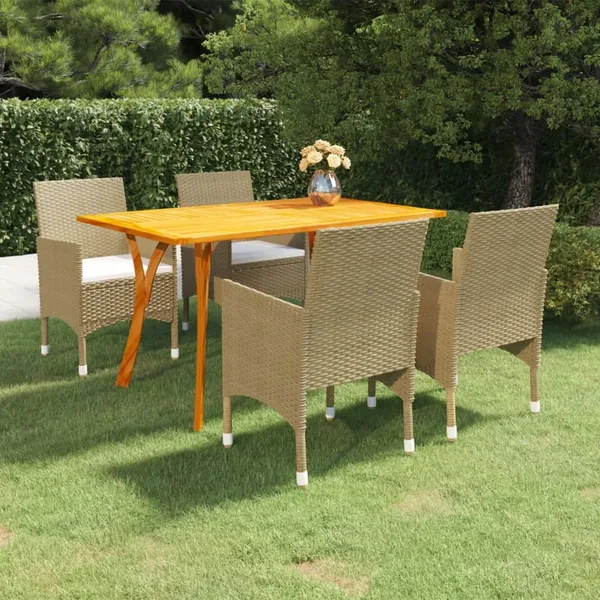 Ensemble à manger de jardin 5 pcs Beige