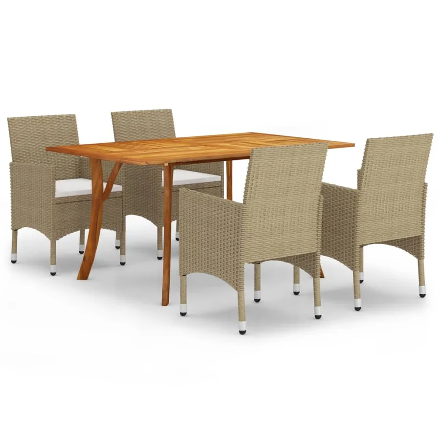 Ensemble à manger de jardin 5 pcs Beige - 2