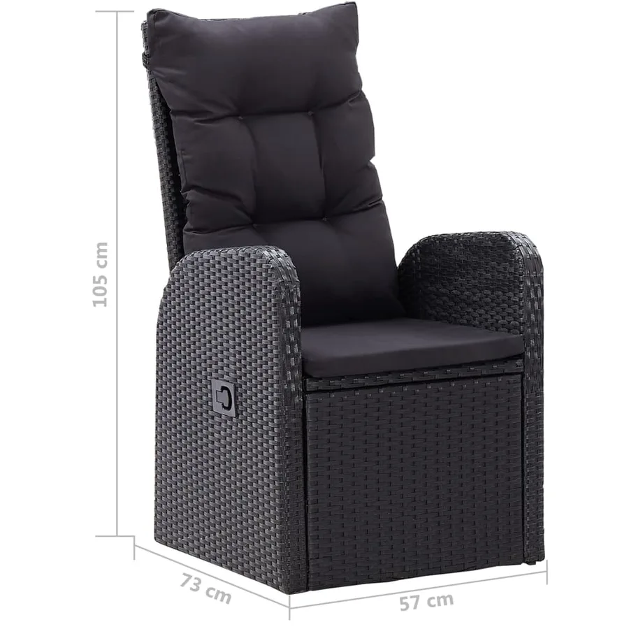 Ensemble à manger de jardin 5 pcs Noir - 10