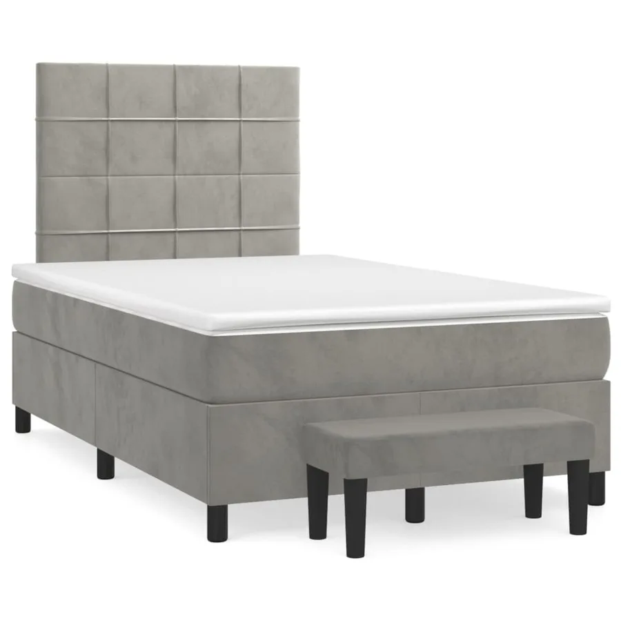 Sommier à lattes de lit et matelas Gris clair 120x200cm Velours - 2