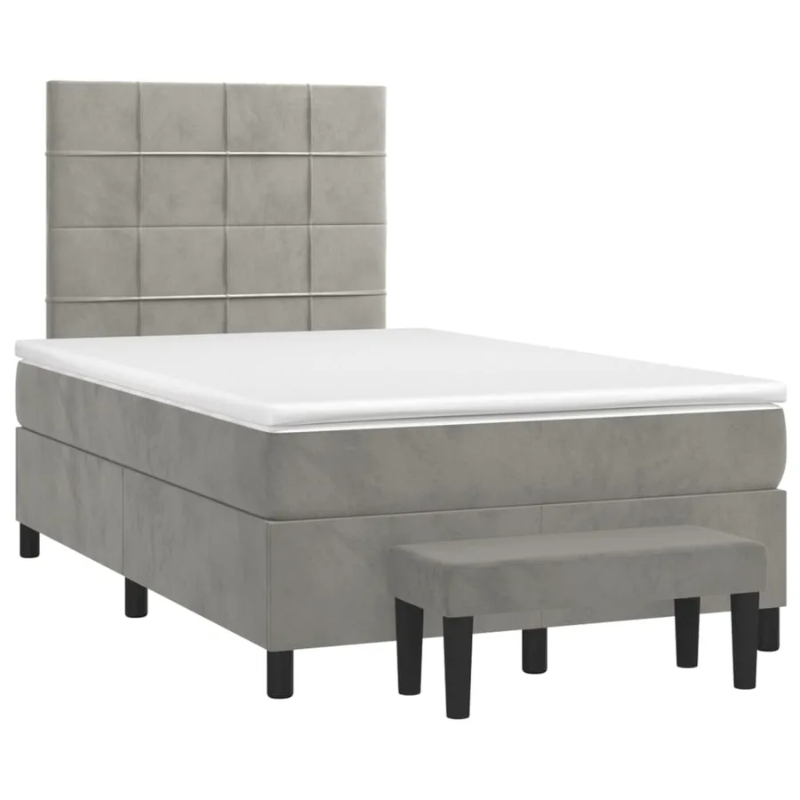 Sommier à lattes de lit et matelas Gris clair 120x200cm Velours - 3