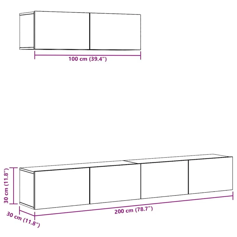 Ensemble de meubles TV 3 pcs Blanc Bois d'ingénierie - 7