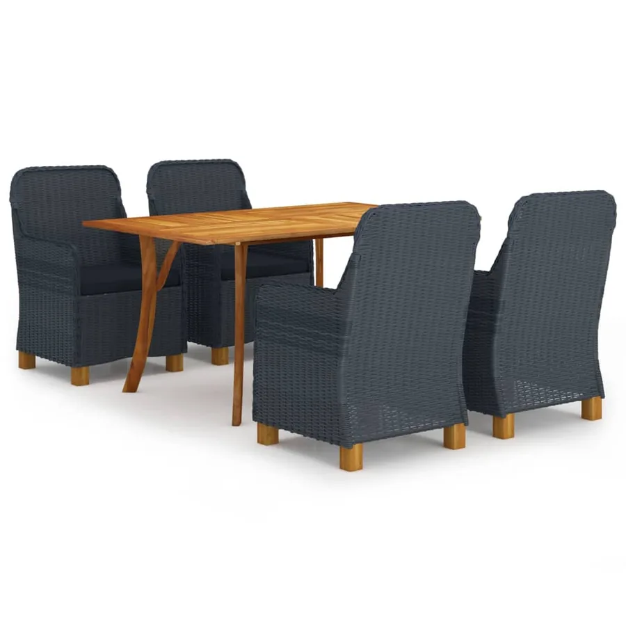 Ensemble à manger de jardin 5 pcs Gris foncé