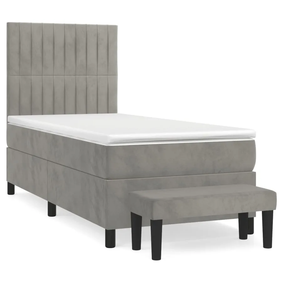 Sommier à lattes de lit et matelas Gris clair 80x200 cm Velours - 2