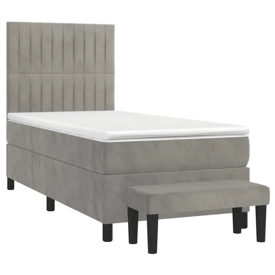 Sommier à lattes de lit et matelas Gris clair 80x200 cm Velours - 3