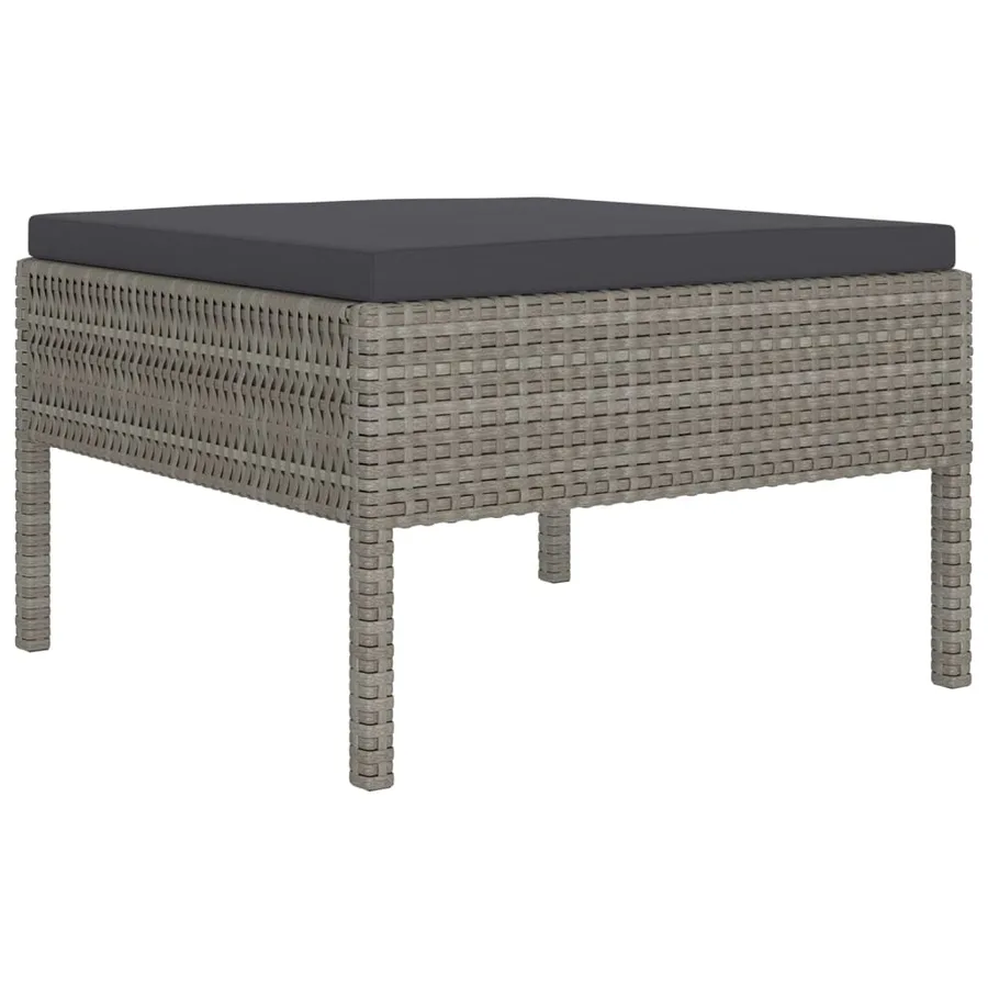 Salon de jardin 12 pcs avec coussins Résine tressée Gris - 3