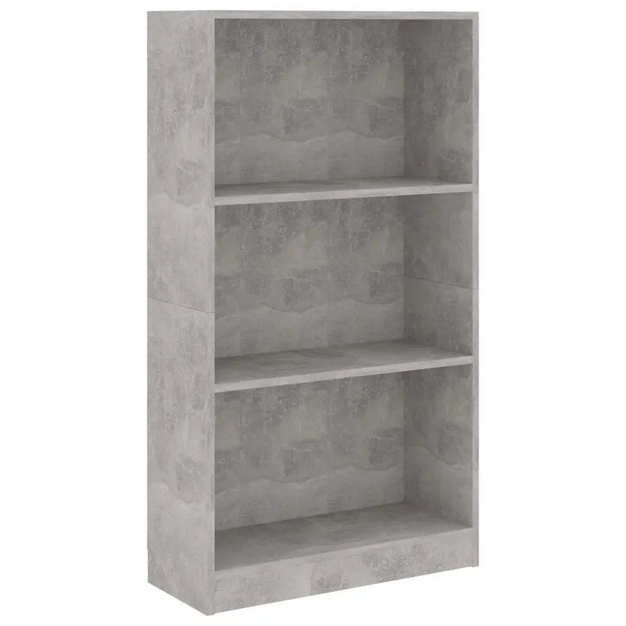 Bibliothèque 3 niveaux Gris béton 60x24x109cm Bois d'ingénierie - 2